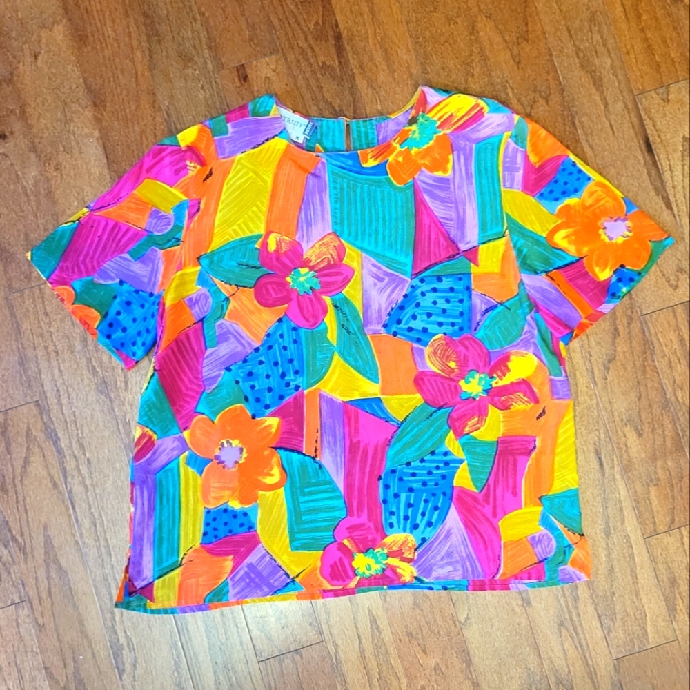 Vintage | Vibrant Tropical Silk Shirt, Sz. M